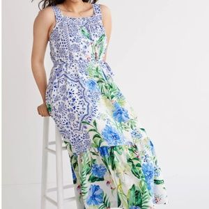 1DAYSALEANTHROPOLOGIE BOUQUET FLOUNCED MAXI DRESS